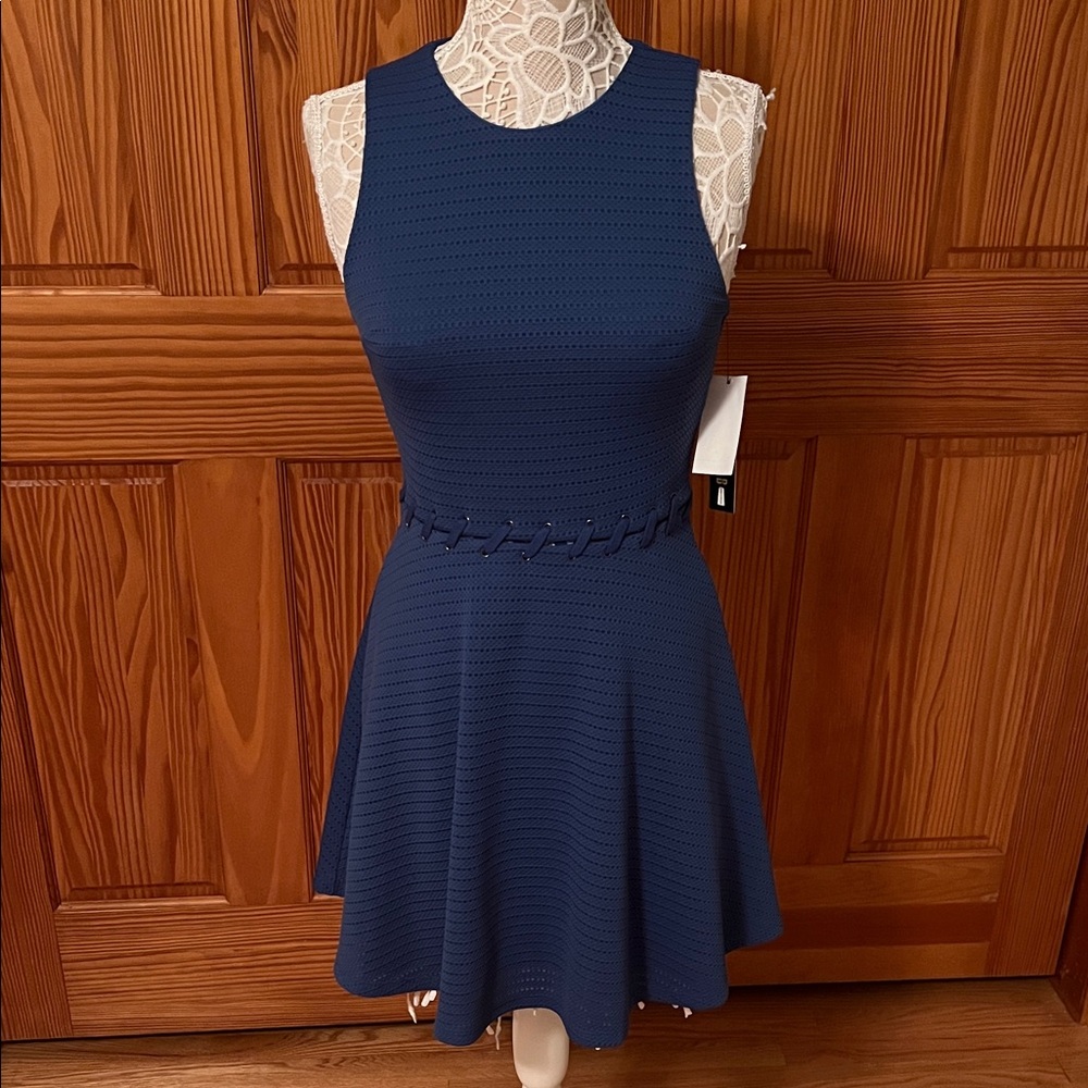 NWT Design Lab Knit Skater Dress with Embellishment at waist